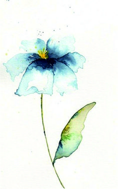 a watercolor painting of a blue flower