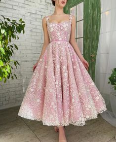 Dreamweaver's Floral Symphony Dress | Teuta Matoshi A Line Pink Dress, Pink Whimsical Dress, Pink Floral Dress Outfit, Teuta Matoshi Gown, Pink Lace Wedding Dress, Teuta Matoshi Dresses, Matoshi Dress, Symphony Dress, Floral Pink Dress