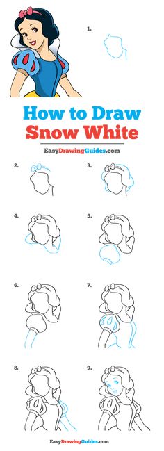 how to draw snow white for kids