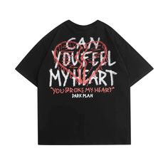 Dark Plan T-Shirt | Casual Printed T-Shirts – h0neybear Graffiti Heart, Company Identity, Black T Shirts, Heart Graphic, Streetwear Tshirt, T Shirt Oversized, Loose Tops, Heart Print, Oversized Tshirt