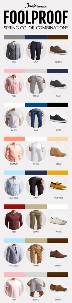 With spring around the corner, here are some spring colour combinations you should be following! Spring Clothes, Mode Casual, Spring Color, Men's Footwear, Colour Combinations, Mens Fashion Summer