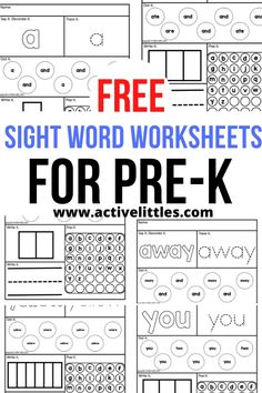 free sight word worksheets for pre k