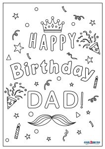 the happy birthday dad coloring page