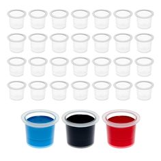 plastic cups with different colors and sizes