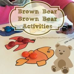 a child is playing with brown bear activities