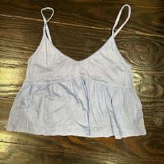 Size Medium. New With Tags Light Blue Casual Cami Top, Casual Light Blue Cami Top, Casual Blue Cami Top, Casual Light Blue Crop Top For Vacation, Light Wash Tops For Summer Loungewear, Beverly Marsh, Visual Archive, Casual Preppy Outfits, Future Outfit