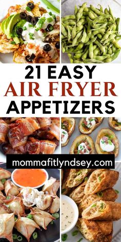 different types of air fryer appetizers with text overlay