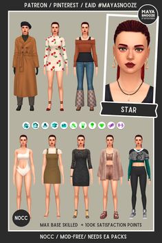 an image of some people in different outfits and clothes for the simse avatars