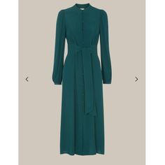 Whistles Tie Waist Midi Dress New With Tags Colour: Teal Green Composition: 100% Viscose Length: Midi Wash Care: Specialist Dry Clean Measurements Size 4 Pit To Pit 16” Length 47” Size 6 Pit To Pit 17” Length 49” Elegant Belted Viscose Maxi Dress, Elegant Green Viscose Midi Dress, Modest Winter Dresses, Whistles Dress, Church Clothes, Teal Dress, Tie Waist Dress, Church Outfits, Waist Dress