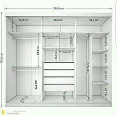 an open closet with measurements for the door and shelf space on each side is shown