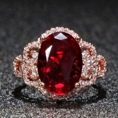 ad eBay - Find many great new & used options and get the best deals for 2Ct Oval Simulated Red Garnet Women's Cocktail Ring 14k Rose Gold Plated Silver at the best online prices at eBay! Free shipping for many products! Red Diamond Ring, Garnet Stone Ring, Garnet Wedding, Skull Wedding Ring, Expensive Rings, Gemstone Wedding Rings, Jewels Rings, Red Diamond, Expensive Jewelry