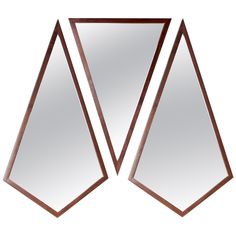 two triangular mirrors are shown against a white background, one is brown and the other is silver