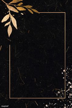 a black background with gold leaves and white dots in the center is an empty square