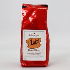 a bag of luke's diner blend coffee on a white background with the label