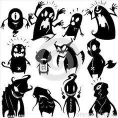 black and white halloween silhouettes