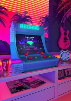 an arcade machine sitting on top of a table