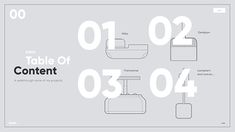 the table of content is shown with numbers and symbols in white on a gray background