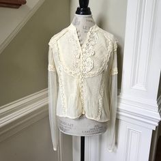 Nwt Anthropologie Letmebe Harper Blouse Top Womens Xs Ecru Long Sleeve Lace New Brand New With The Tags Women's Harper Lace Blouse / Shirt Letmebe Anthropolgie Size: Xs Armpit To Armpit - 18" Length (Center Neck On Back To Bottom) - 22" Ecru Color Long Sleeve Lace Button Front Placket Popover Style Elastic Banded Cuffs Timeless & Versatile Brand New With The Tags, Women's Letmebe Harper Blouse In A Size Xs. Neutral Ecru Color - Easily Transitions From The Office To A Night Out On The Town. Origi Ecru Color, Lace Button, Anthropologie Top, Blouse Shirt, Lace Blouse, Blouse Top, Long Sleeve Lace, New Color, Anthropologie