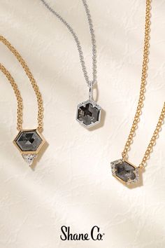 Introducing pepper diamonds. ✨ Naturally occurring black streaks give these unique diamonds an otherworldly beauty. Jewelry Stores, Casual Outfits, Diamonds, Pendant Necklace, Pendant, Beauty