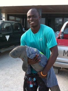 a man holding a baby elephant in front of a truck with the caption protect our manases release by jamal gales