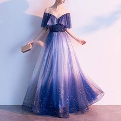 Navy Fairy Falbala Galaxy Maxi Dress SP14454 - SpreePicky Galaxy Wedding Dress, Long Dress Aesthetic, Starlight Dress, Galaxy Dress, Dress Wedding Party, 파티 드레스, Wedding Party Dress, Blue Tulle, Long Bridesmaid Dress