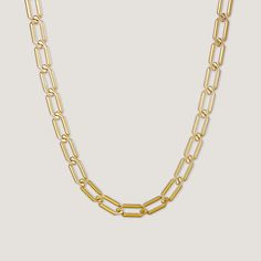 Bold, edgy, and individual - everything you could ask for in a statement chain. Featuring interlocking links, this necklace is sure to shine from near and far. • 17-19" adjustable length• 18kt PVD Gold Plated over Stainless Steel• Waterproof & Tarnish Resistant Metal Cable Chain Necklaces, Modern Metal Necklace With Cable Chain, Trendy Metal Chain Necklace With Solid Links, Modern Necklace With Chunky Chain Links, Modern Necklaces With Chunky Chain, Modern Chunky Chain Link Necklace, Modern Metal Chain Necklace, Modern Metal Cable Chain Necklace, Modern Metal Chain Link Necklace