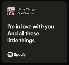 the spotify app is shown with an image of people on it and text that reads i'm in love with you and all these little things