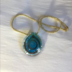 Nwot Murano Glass Necklace With Sterling Silver Clasp. From Italy. Pendant Measures 2 Inches By 2 1/4 Inches. Real Gold Foil Inside The Pendant. Total Length Is 12 Inches. Blue Round Pendant Necklace For Party, Blue Round Glass Necklaces, Blue Glass Round Necklaces, Murano Glass Necklaces, Glass Necklace, Murano Glass, Real Gold, Gold Foil, Blue Gold