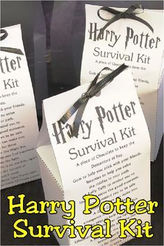 harry potter survival kit is shown with the words harry potter survival kit written on it