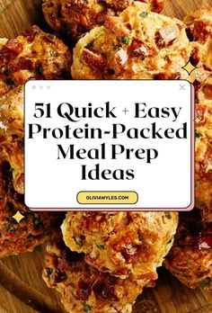 a plate full of food with the words, 5 quick and easy protein - packed meal prep