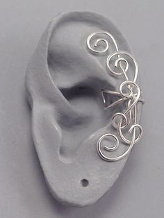 Sterling Silver Spiral Ear Cuff Wrap - EXUBERANT - Handcrafted Sterling Silver Ear Cuff With Ear Wire For Weddings, Party Silver Wire Wrapped Ear Cuff, Adjustable Silver Ear Cuff With Ear Wire, Silver Spiral Adjustable Ear Cuff, Unique Silver Wire Wrapped Ear Cuff, Ear Pin, Ear Cuff Jewelry, Ear Pins, Wrap Earrings