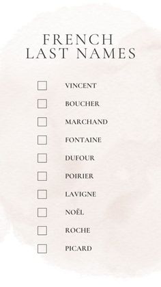 Printable List Of Unique French Last Names