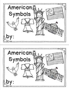 the american symbols are shown in two different colors and sizes, each with their own name