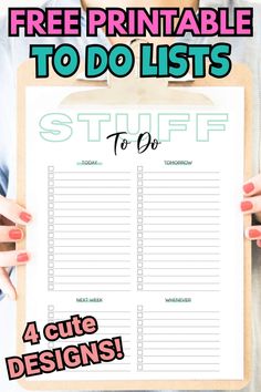 the free printable to do list is shown in front of a woman's hands