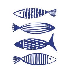 three blue and white striped fish on a white background with the words,'i love you