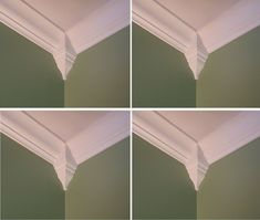 four different angles of the corner of a ceiling