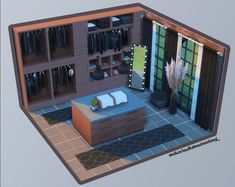 Sims Closet Ideas, Sims Dressing Room, Sims 4 Guest Room, Sims 4 Dressing Room, Sims 4 Gaming Room, Sims 4 Interior Design Ideas, Sims 4 Rooms, Sims Room, Sims 2 House