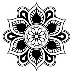 a black and white drawing of a flower with leaves on it's petals, in the shape of a circle