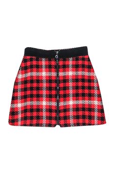 Current Boutique-Tara Jarmon - Red, Black & White Houndstooth Tweed Miniskirt Sz 8 Winter Trendy Houndstooth Skirt, Trendy Winter Houndstooth Skirt, Trendy Plaid Skirt For Winter, Trendy Plaid Mini Skirt For Winter, Plaid Houndstooth Skirt For Fall, Fall Plaid Lined Mini Skirt, Trendy Plaid Skirt For Fall, Trendy Plaid Fall Skirt, Trendy Plaid Mini Skirt For Work