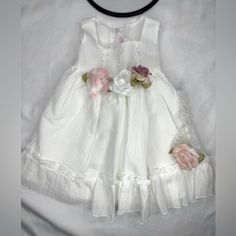 Nwt Baby Girl Dress 6/12 Months White Flowers Headband White Baptism Dress For Spring Garden Party, Summer Garden Party Baptism Dress, Cute Baptism Dress With Lace Trim, Cute Baptism Dress With Lace Trim For Formal Occasion, Cute Lace Trim Baptism Dress For Formal Occasions, Cute Summer Baptism Dress, Cute Spring Baptism Dress, Spring Baptism Dress With Lace Trim, Flowers Headband