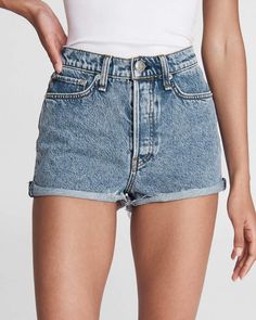 Meet the short you'll be wearing all summer long. Maya is the perfect high rise, super-short with a button fly and a cutoff hem. Most flattering. Most fun. rag & bone Women's Relaxed Fit Light Indigo Jean Short | Calypso, 30 (also in 23,24,25,26,27,28,29,31,32) Summer Mid-rise Jean Shorts With Frayed Hem, Mid-rise Frayed Hem Shorts For Summer, Summer Mid-rise Shorts With Frayed Hem, Summer High-waisted Medium Wash Shorts, Medium Wash High-waisted Summer Shorts, Summer Medium Wash High-waisted Shorts, Spring Day Out Jean Shorts, Summer Medium Wash Shorts, Fitted High Rise Summer Shorts