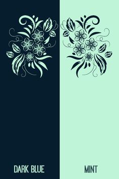 two different colored cards with black and pink flowers on the left, dark blue and pink