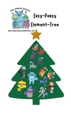 a christmas tree with the words easy - peasy on it and an image of monsters