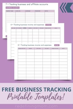 three free business tracking printable templates