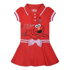 PRICES MAY VARY. Officially Licensed Sesame Street Elmo Infant and Toddler Girl Clothes Cool and Stylish Sesame Street Elmo Polo Dress for Infant and Toddler. The Perfect Elmo Girls’ Casual Dresses Contains One Cute and Stylish Sesame Street “Elmo” Print Short Sleeve Polo Dress with a White Bow Dress Your Little Girl in This Adorable and Comfy Piece Featuring Her Favorite Sesame Street Character; Elmo! Perfect as 12, Months Baby Girls Clothes, 18 Months Baby Girls Clothes, 24 Months Baby Girls C Cute Red Dress For School, Red Short Sleeve School Dress, Red Playful Dress For Playwear, Playful Red Dress For Playwear, Casual Red Dress For Playwear, Elmo Dress, Elmo Costume, White Bow Dress, 2t Girl Clothes