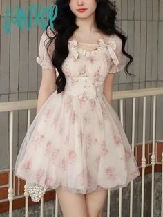 45499598078203|45499598110971|45499598143739 Floral Print Short Dress, Korean Fashion Cute, Birthday Dress Women, Printed Short Dresses, 파티 드레스, Mini Robes, Vestidos Vintage, Mini Dresses For Women, Mini Dress Casual