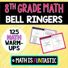 A great, easy, ready to use daily activity! Just press print and you're ready to go! 125 eighth grade math warm ups directly aligned to the Common Core Standards.What's Included?- Table of Contents which includes alignment to Common Core Standards- 125 math warm ups (85 warm-ups directly related to one topic and 40 warm-ups of mixed review)- Error Analysis Questions- Test Prep Questions- Full Answer KeyIdeas for UseDaily Math Warm-UpsExit TicketsCenter WorkRTITest PrepEnd of Year ReviewsEach war 5th Grade Math Exit Tickets, Math Bell Ringers, Finding Slope, Exponent Rules, Types Of Angles, Error Analysis, Ordered Pairs, Math 8, Systems Of Equations