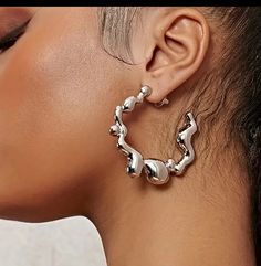 Silver punk hoops Trendy Metal Hoop Earrings For Streetwear, Punk Metal Hoop Earrings, Punk Style Metal Hoop Earrings For Party, Silver Punk Hoop Earrings For Party, Silver Trendy Hoop Earrings For Streetwear, Edgy Metal Hoop Earrings For Party, Necklaces Luxury, Large Silver Hoop Earrings, Punk Earrings