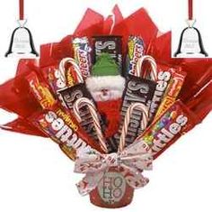 a christmas candy bouquet with santa claus