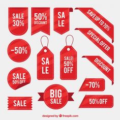 red sale tags and price tags